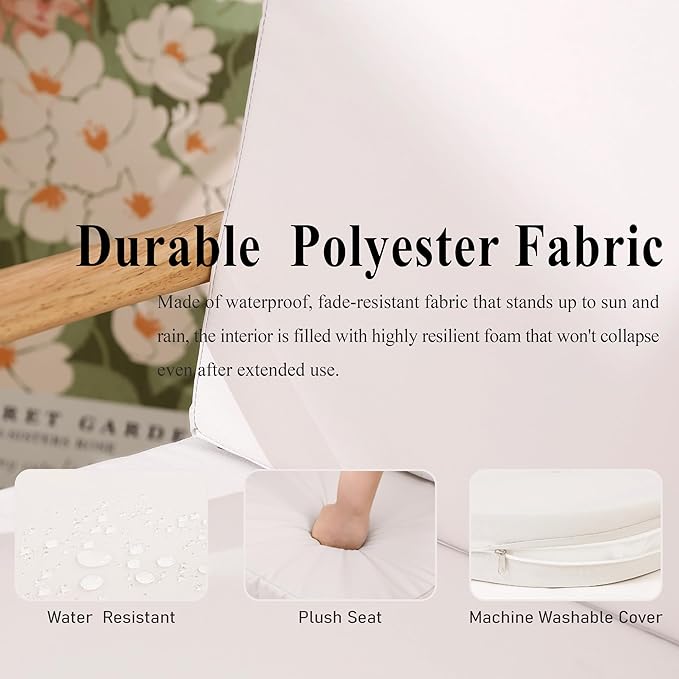 Outdoor Chair Cushions Set of 2, Waterproof Foam Patio Seat Cushions with Ties for Garden Sofa & Dining Furniture, 3-Year Color Fastness, 16x17x2 Inch, Spcie-VerdiqueGarden