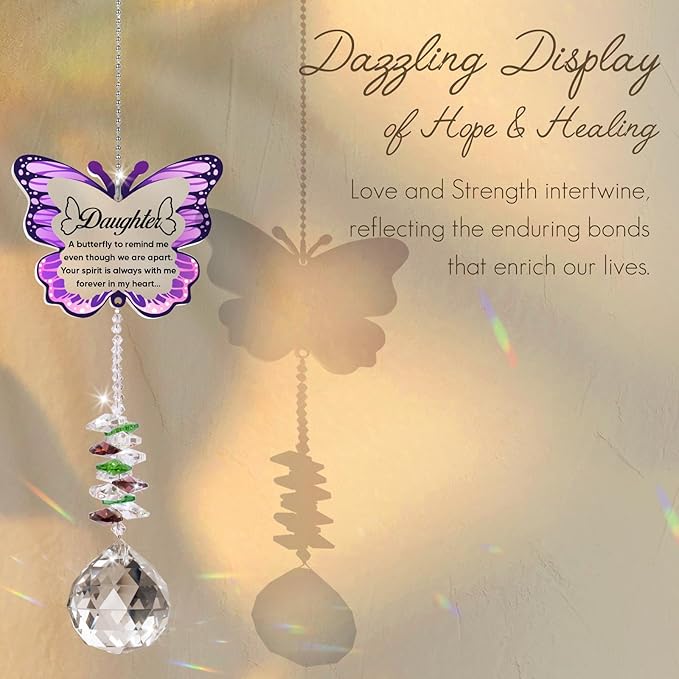 Sympathy Gifts for Loss of Daughter, Daughter Memorial Crystal Suncatcher Butterfly Rainbow Maker, Memorial Gifts for Loss of Daughter, in Memory of Daughter, Bereavement Gifts for Loss of Daughter-VerdiqueGarden