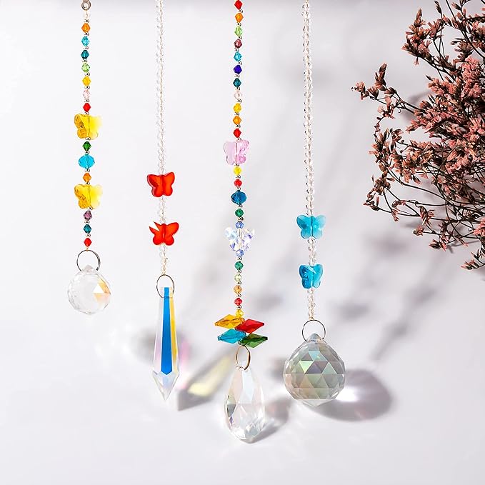 100 Pcs Glass Octagon Crystal Beads 14mm Colorful Crystal Chandelier Parts Replacement Beads DIY Lamp Hanging Pendant Suncatcher Beads-VerdiqueGarden