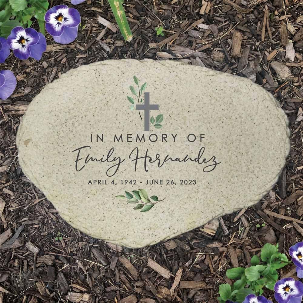 GiftsForYouNow Personalized Memorial Garden Stone, Watercolor in Memory of Flat Garden Stone, Loss of Loved One, Sympathy Gift-VerdiqueGarden