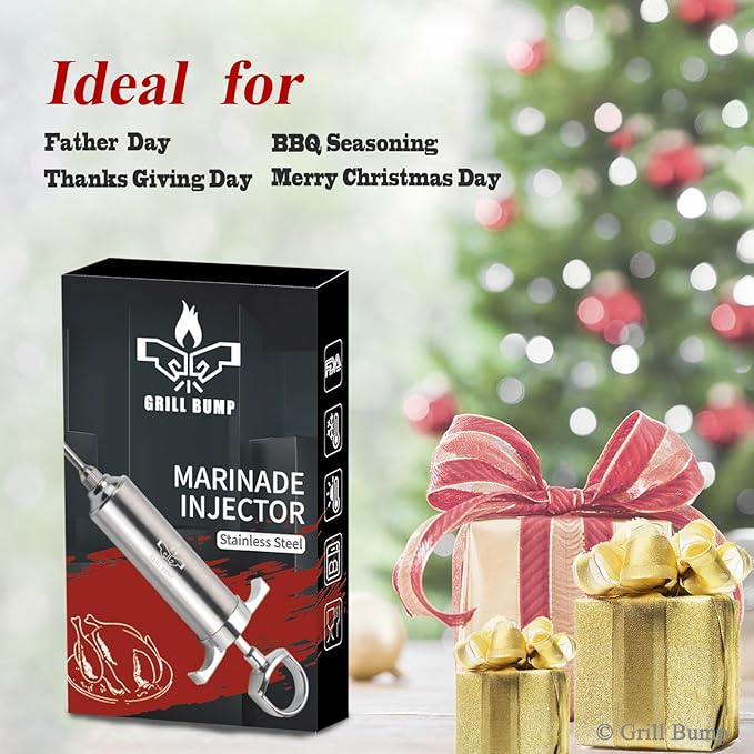 Meat Injector Syringe Kit with 3 Professional Marinade Injector Needles for BBQ Grill Smoker, Turkey and Brisket; 2-oz Large Capacity, Including Paper User Manual, Recipe E-Book (PDF)-VerdiqueGarden