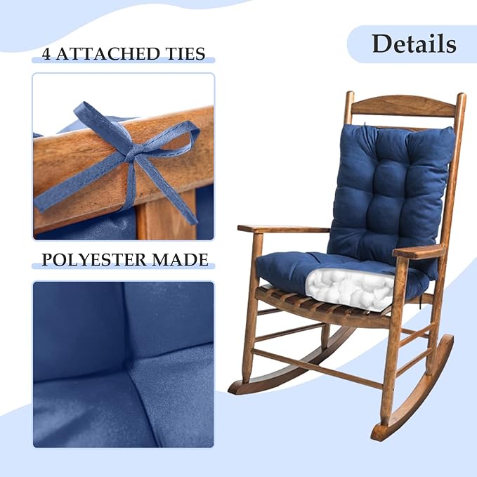 Yellow Rocking Chair Cushion Indoor Outdoor High Back Seat Pad Soft Chair Cushion for Patio Porch Garden Kitchen Office-VerdiqueGarden