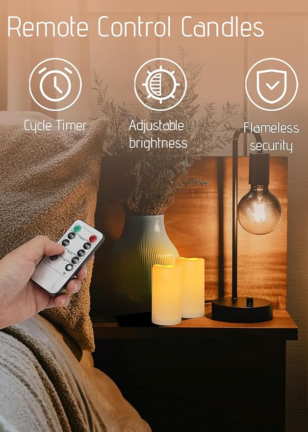 15Pack Waterproof Flameless Remote Control Candles (D3''*H5.5''） Battery Operated Flickering LED Pillar Candle，plastic with 10-Key 24Hours Timer for Outdoor/Indoor Party Garden Lanterns Porch Ivory-VerdiqueGarden