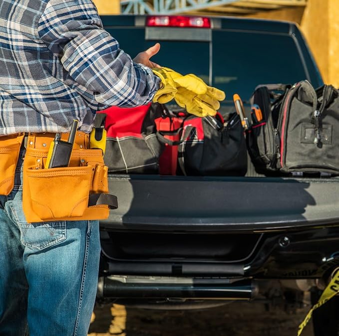 DULFINE Leather Work Gloves for Men & Women, Reinforced Durable Gardening Gloves,Cowhide Work Gloves,Puncture & Cut Resistant-VerdiqueGarden