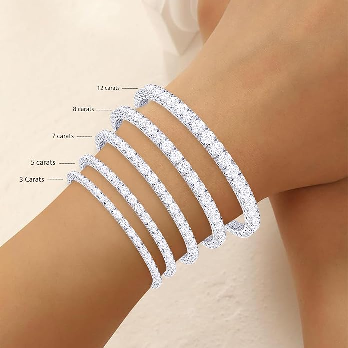 Houston Diamond District 3 to 50 Carat Classic LAB GROWN Diamond Tennis Bracelet 4 Prong Ultra Premium Collection (E-F Color, VS2-SI1 Clarity)