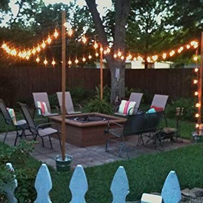 Banord Outdoor String Lights Commercial Grade 96ft Waterproof with 30 S14 Shatterproof Dimmable LED Bulbs, Heavy Duty Hanging Lights for Patio Garden Backyard Decoration, 2W 2x48ft Strands-VerdiqueGarden