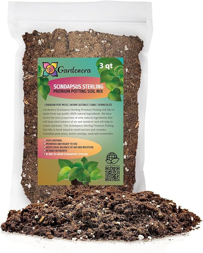 Scindapsus Sterling Plant Potting Soil - Enhance Variegation and Health with Professional Grade Nutrient-Rich Mix - 3 Quart-VerdiqueGarden