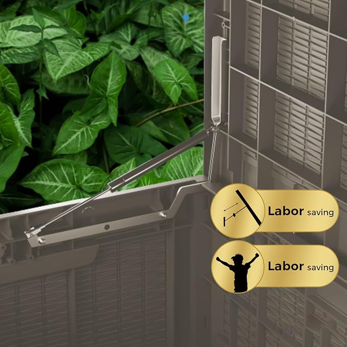 100 Gallon Lockable Resin Deck Box, Waterproof & UV-Resistant Outdoor Storage Box for Outdoor Cushion Storage, Garden Tools & Pool Accessories Storage, Gray-VerdiqueGarden