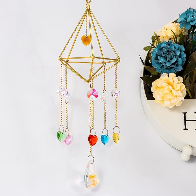 100 Pcs Glass Octagon Crystal Beads 14mm Colorful Crystal Chandelier Parts Replacement Beads DIY Lamp Hanging Pendant Suncatcher Beads-VerdiqueGarden