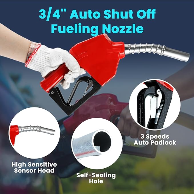 Retractable Fuel Hose Reel, 3/4 in × 66 ft Rubber Hose Heavy Duty Steel Professional Spring Driven Diesel Hose Reel with Fueling Nozzle Max 300PSI Auto Rewind Quick for Ship Vehicle Tank Truck-VerdiqueGarden