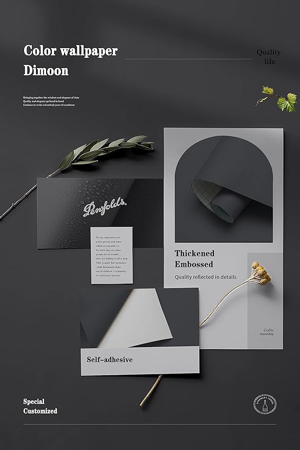 Dimoon 110''x17.7'' Grey Peel and Stick Wallpaper Contact Paper Modern Self Adhesive Wall Paper Removable Renter Friendly Textured Solid Color Shelf Cabinet Vinyl Roll (110''x17.7'',Dark Grey)-VerdiqueGarden