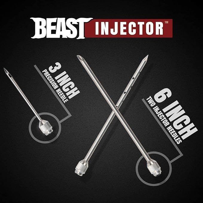 Grill Beast - 304 Stainless Steel Meat Injector Kit with 2-oz Large Capacity Barrel and 3 Professional Marinade Needles-VerdiqueGarden