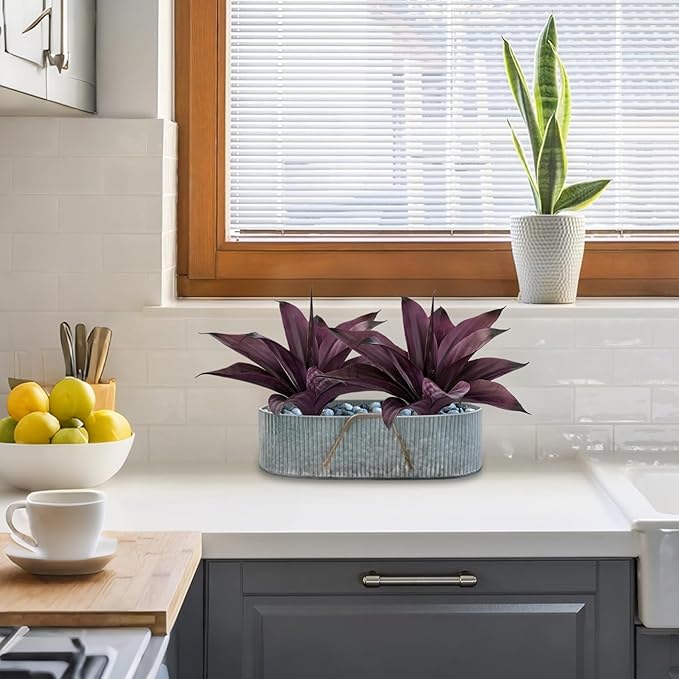 Fake Plants Artificial Agave Plants Indoor，UV Resistant Fake Agave Planters Outdoor Decorating Artificial Plants for Outdoors Decor Agave (2Pack,12.6'Purple) Spring Decorations for Home-VerdiqueGarden