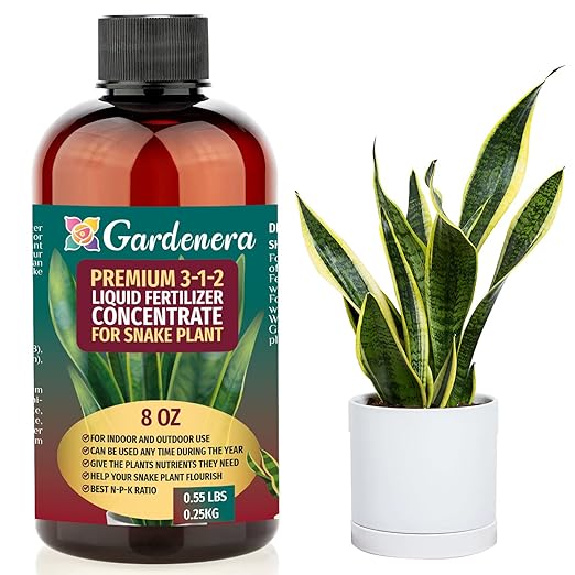 Premium Liquid Snake Plant Fertilizer - 3-1-2 Concentrate for Indoor Plants and Flowers by Gardenera | Organic Plant Food for Snake Plants - 8oz-VerdiqueGarden
