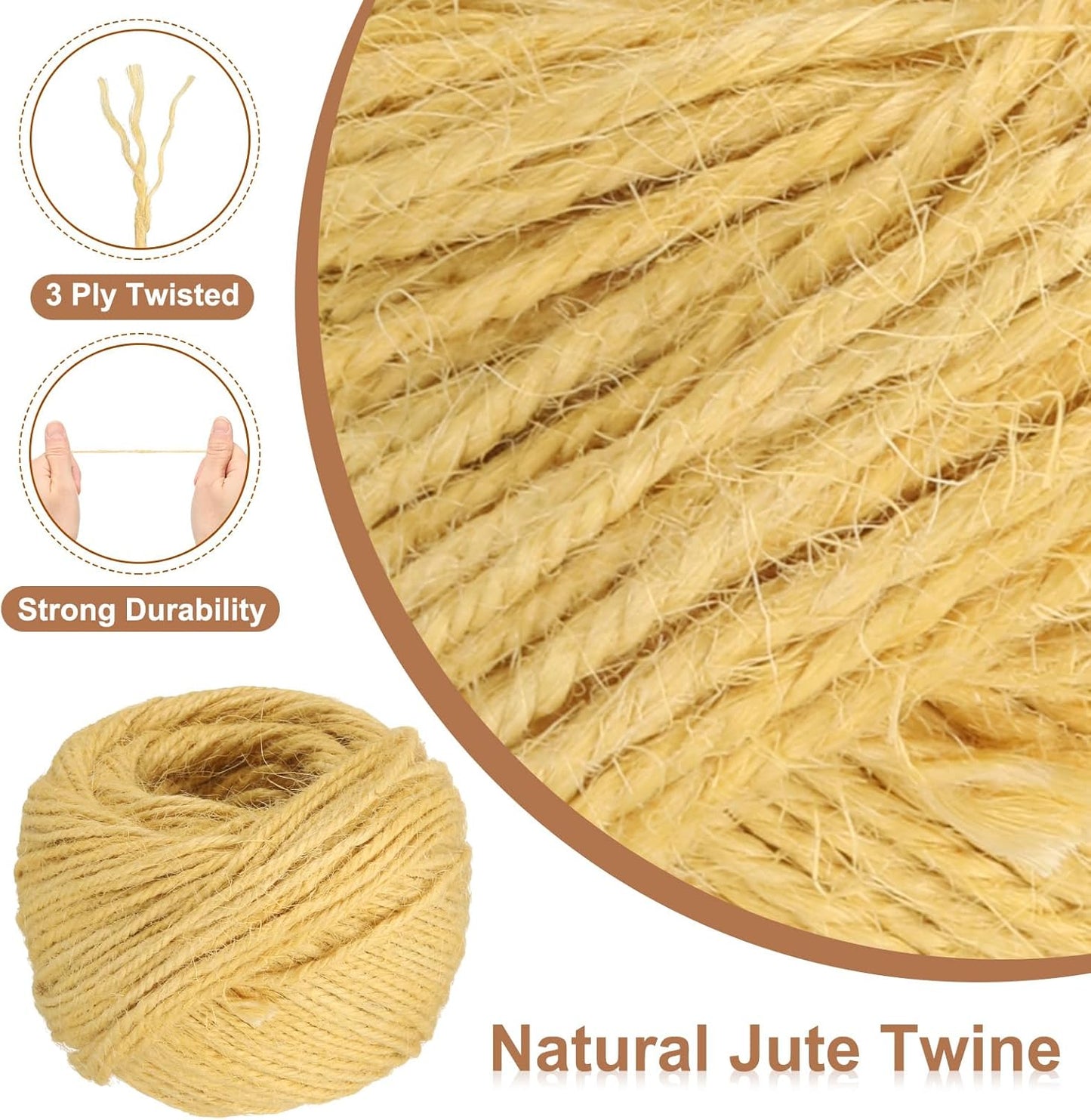 uxcell 164 Feet Natural Jute Twine String,2mm Thin Garden Twine Rope Colored Plant String Cord for DIY Art Crafts Gift Wrapping Decoration Packing Gardening Plant Hanger,Yellow-VerdiqueGarden