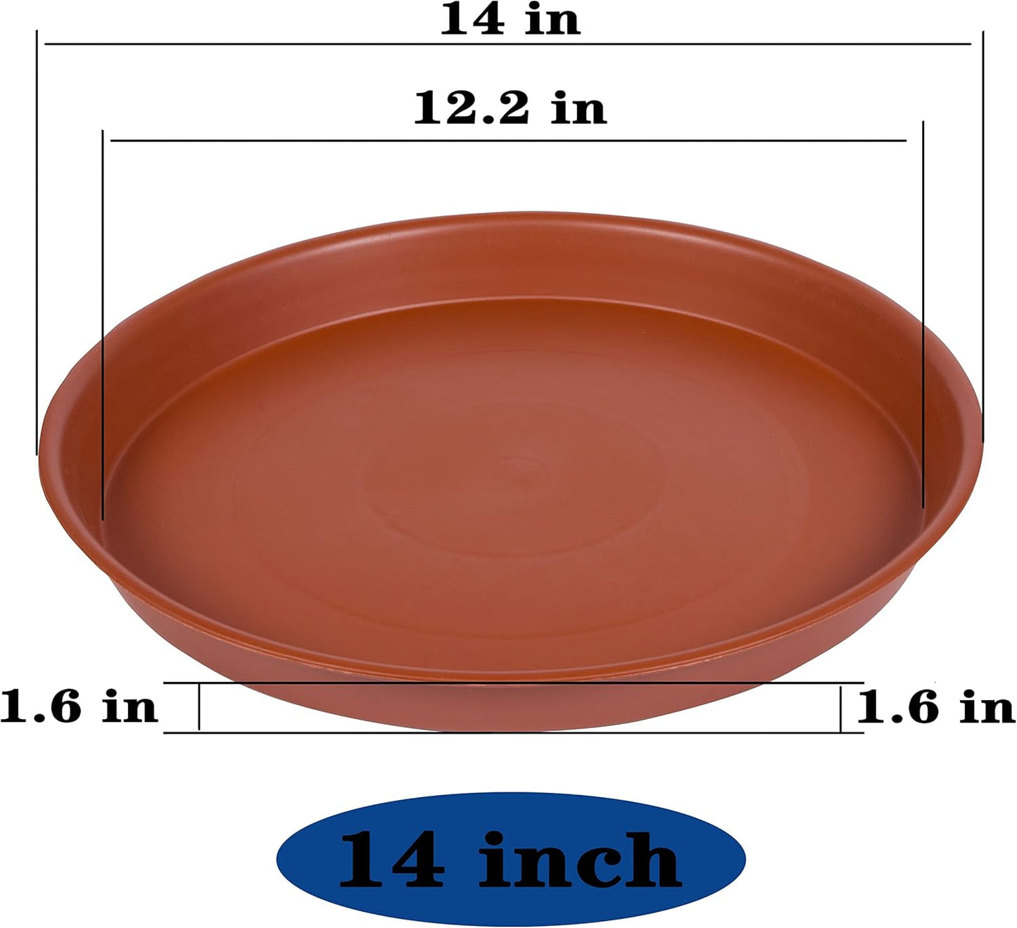 2 Pack of Bird Bath Bowl 14 inch, 1.6" Depth, 12 14 16 18 19 inch Heavy Duty BirdBath Bowls only, Plastic Round Large Plant Saucer Dish for Garden (14", Terracotta)-VerdiqueGarden