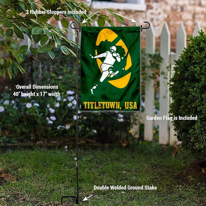 WinCraft Green Bay Packers Titletown Garden Flag with Stand Holder-VerdiqueGarden