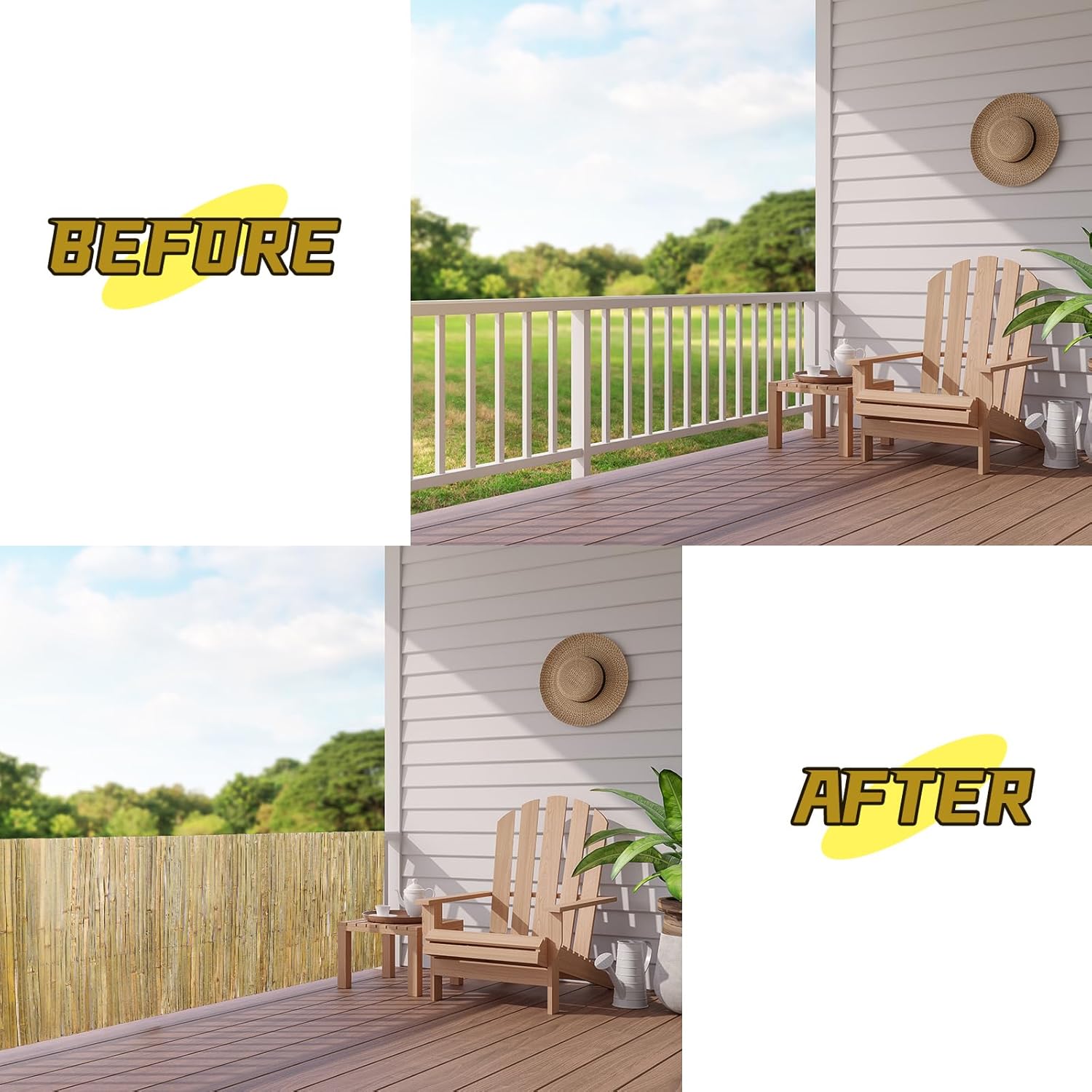 Natural Bamboo Slat Screening,6FT x 13FT Bamboo Fence Panel for Garden Privacy Fence Screen for Indoor or Outdoor (1.8m x 4m Approx)-VerdiqueGarden