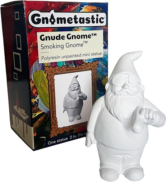 Gnometastic Gnude Mini Gnomes - Smoking Hippie Unpainted Gnome Statue, 3.5in DIY Paint Your Own Gnome Mini -Funny Garden Gnomes to Paint for Adults-VerdiqueGarden