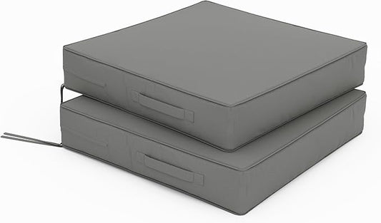 Patio Chair Cushions 22 X 22 X 4 Inch Waterproof Outdoor Seat Cushions for Patio Furniture, Outdoor Sofa Couch Pads with Ties & Handle, Set of 2, Light Grey-VerdiqueGarden