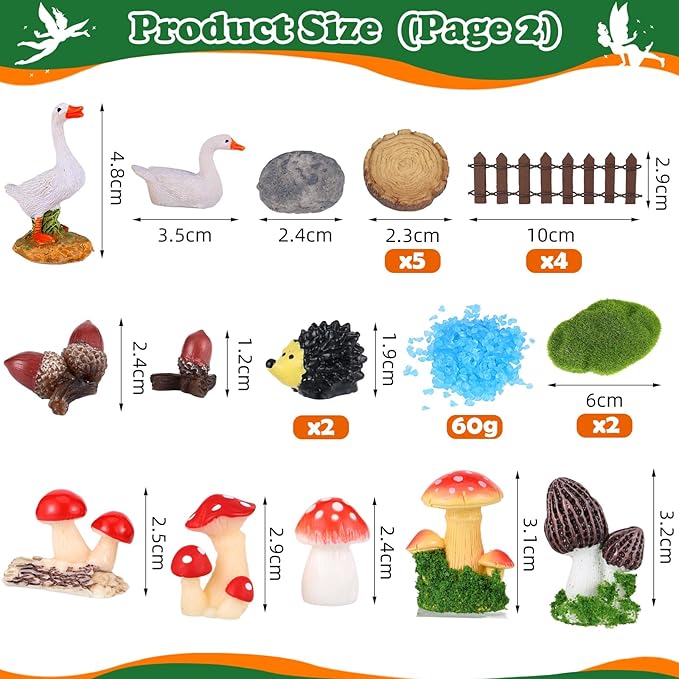 109 Pcs Fairy Garden Accessories Fairy Garden Kit Miniature Fairy Figurines Accessories Fairy Animals Decor Outdoor for DIY Garden Dollhouse-VerdiqueGarden