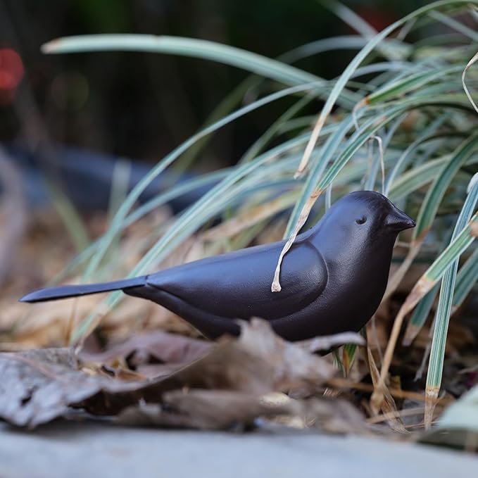 Decorative Small Nostalgia Style Cute Bird Art Iron Sculpture Figurine Home & Office & Garden Decoration, Rust/Brown (American Robin)-VerdiqueGarden