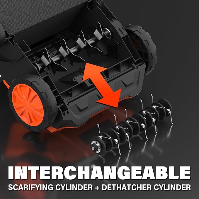 MAXLANDER Electric Dethatcher and Scarifier, 13” 12Amp 2-in-1 Lawn Dethatcher with 4-Position Depth Adjustment, 30L Removable Collection Bag, Airboost Technology Increases Lawn Health-VerdiqueGarden