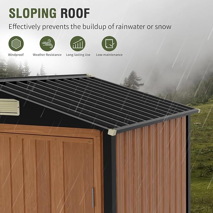 Outdoor Storage Shed 6x4 Ft, Lockable Metal Garden Shed with Window, Tool Shed Tiny House Vertical Outside Storage Building for Backyard, Lawn, Patio, Bike-VerdiqueGarden