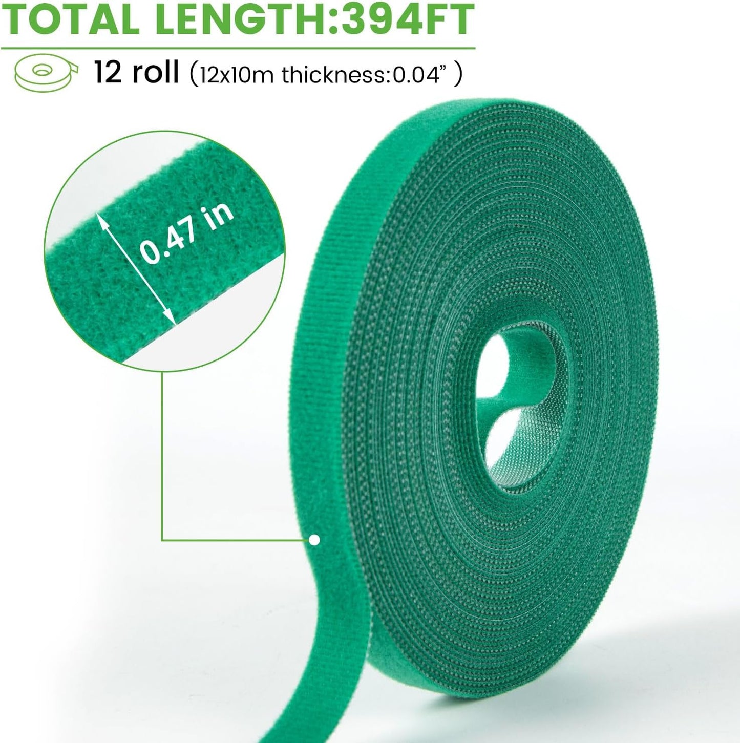 12 Rolls Plant Tape, Twist Ties for Plants 1/2" 394ft Garden Plant Ties, Green Tape, Soft and Tomato Plant Ties, Plant Twist Tie for Plant Gardening, Home, Office-VerdiqueGarden