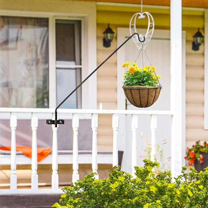 ERYTLLY Extended Rail Hook Fence Deck Heavy Duty Bird Feeder Hook 360 Degree Rotary and Length Adjustable Plant Bracket for Bird Feeders, Planters, Suet Baskets, Lanterns, Wind Chimes and More-VerdiqueGarden