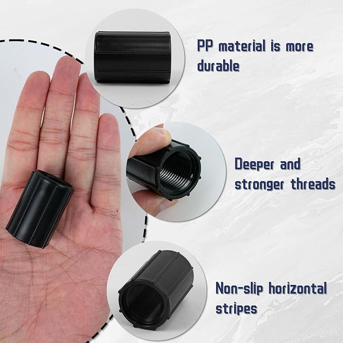 12 Pcs 1/2 Inch Female Threaded PVC Fitting Black PVC Female Adapter Pipe Fittings Drip Irrigation System for Irrigation Pipes Riser Extension (Black)-VerdiqueGarden