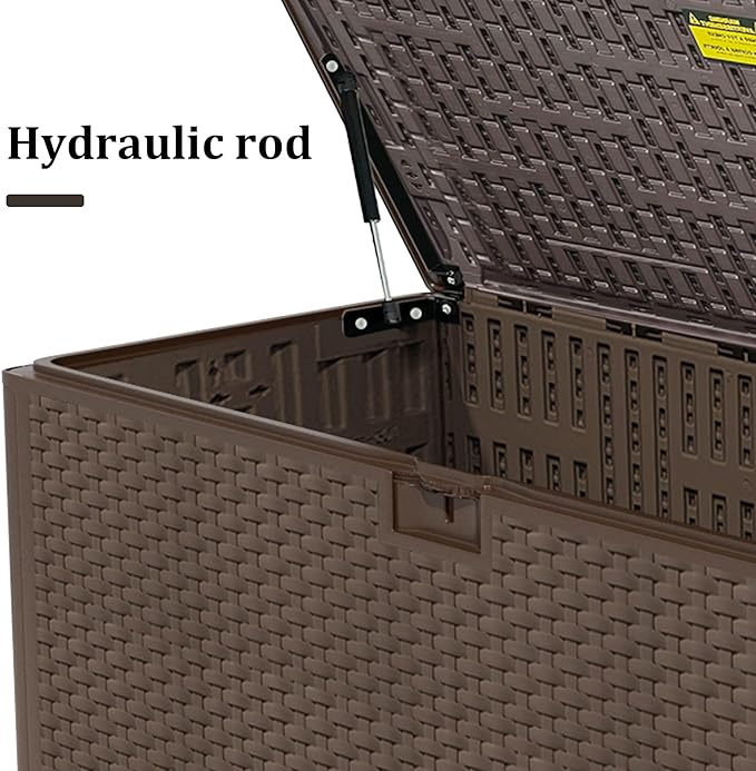 180 Pro Gallon Waterproof Outdoor Storage Bin Resin Deck Box for Patio, Poolside, and Garden, Lockable & UV-Resistant, Brown-VerdiqueGarden