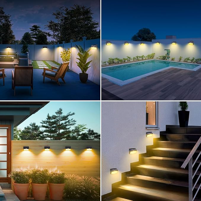 [138 LED/8 Packs] Solar Motion Sensor Lights Outdoor Waterproof with 3 Lighting Modes Solar Wall Lights Solar Security Powered Lights for Garden Fence Yard Deck Garage, Warm White-VerdiqueGarden