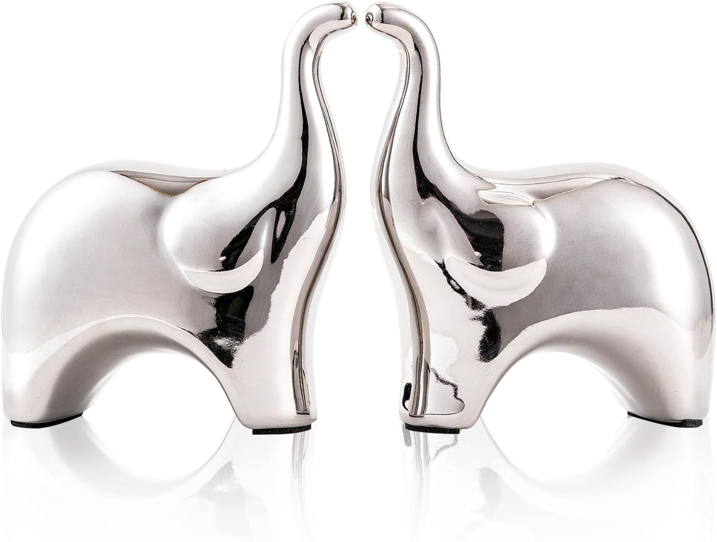 Loving Pair of Small Cute Silver Elephant Statues Silver Home Decor Modern Boho Style Figurine Decorative Ornaments for Living Room, Bedroom, Office Desktop, Cabinets, Shelf-VerdiqueGarden