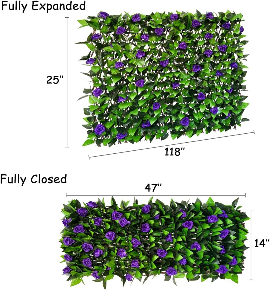 Expandable Fence Privacy Screen for Balcony Patio Outdoor,Decorative Faux Ivy Fencing Panel,Artificial Hedges-VerdiqueGarden