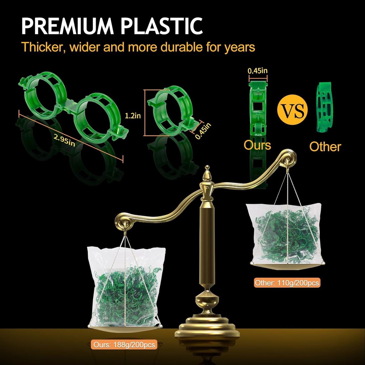 200Pcs Secured Plant Support Clips - Tomato Clips for String Trellis, Grape Vine Grid Clamp for Garden Netting Climbing Plants, Fixing Stem and Vine (Green)-VerdiqueGarden