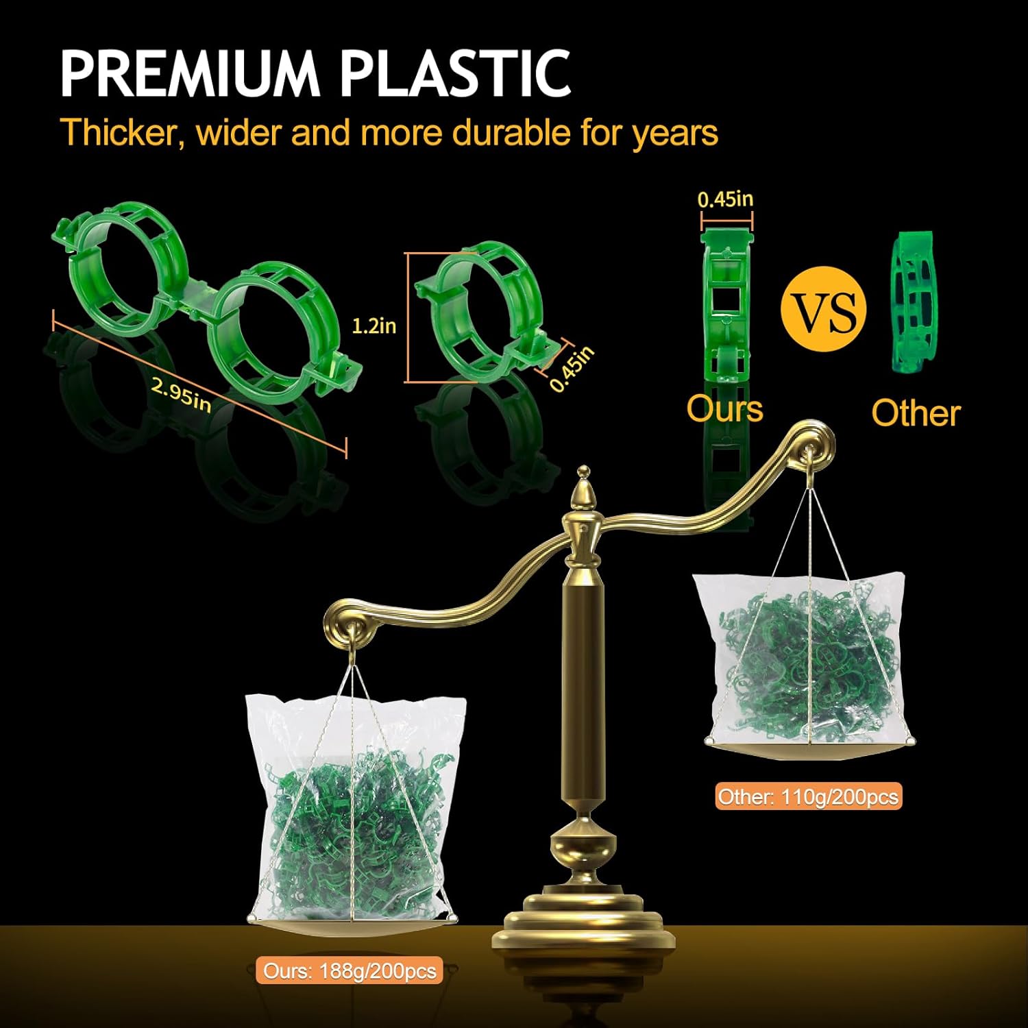 200Pcs Secured Plant Support Clips - Tomato Clips for String Trellis, Grape Vine Grid Clamp for Garden Netting Climbing Plants, Fixing Stem and Vine (Green)-VerdiqueGarden