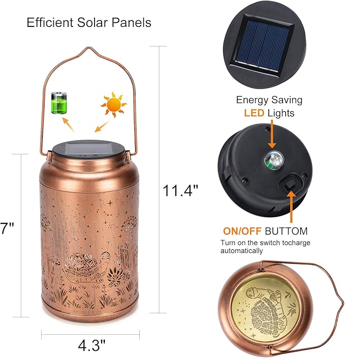 Turtle Solar Lanterns Outdoor Waterproof - Birthday Gifts for Women, Men, Mom, Mothers Day Gifts, Tortoise Solar Lights Outdoor Hanging Garden Decor for Outside, Patio, Outdoor, Yard, Lawn, Balcony-VerdiqueGarden