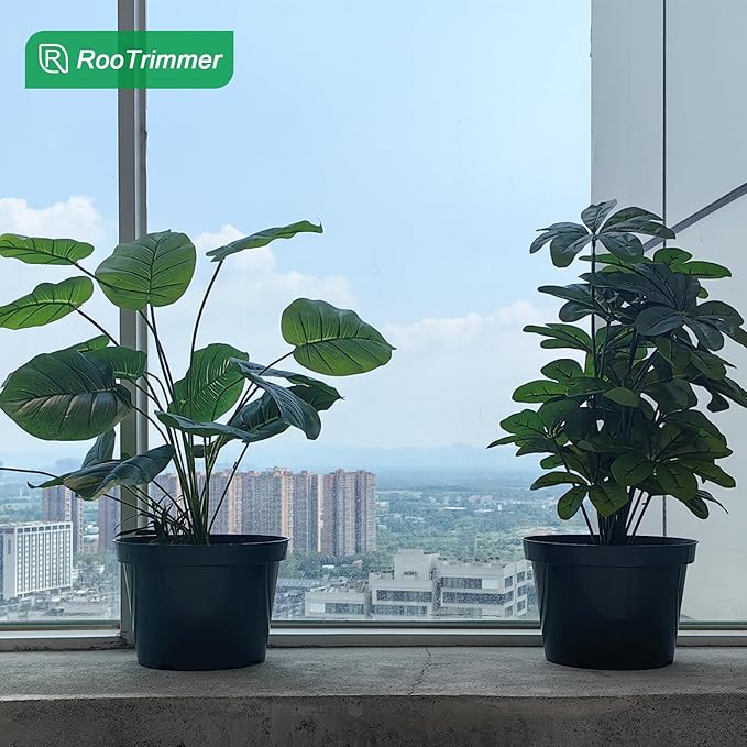 10 Pack Plastic Planter Pots, 10 Inch Thick Plant Pots with Multiple Drainage Holes, Pots for Plants Such as Herbs Strawberry and Flowers, Green Growing Planters for Outdoor Plants or Indoor (Green)-VerdiqueGarden