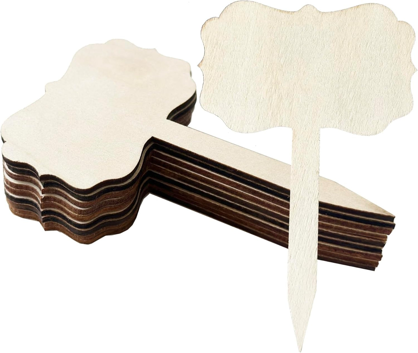 100 Pcs Wood Plant Labels, Natural Wooden Plant Marker Garden Sign Tags, T-Type Garden Markers for Succulents, Herbs, Seedlings, Potted, Flowers, Vegetables (Polygon)-VerdiqueGarden