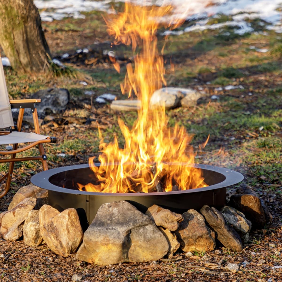 36 inch Fire Pit Ring, Firepit Ring for Camping, Wood Burning Fire Pit for Outside,Yard,Garden,Outdoor Fireplace-VerdiqueGarden