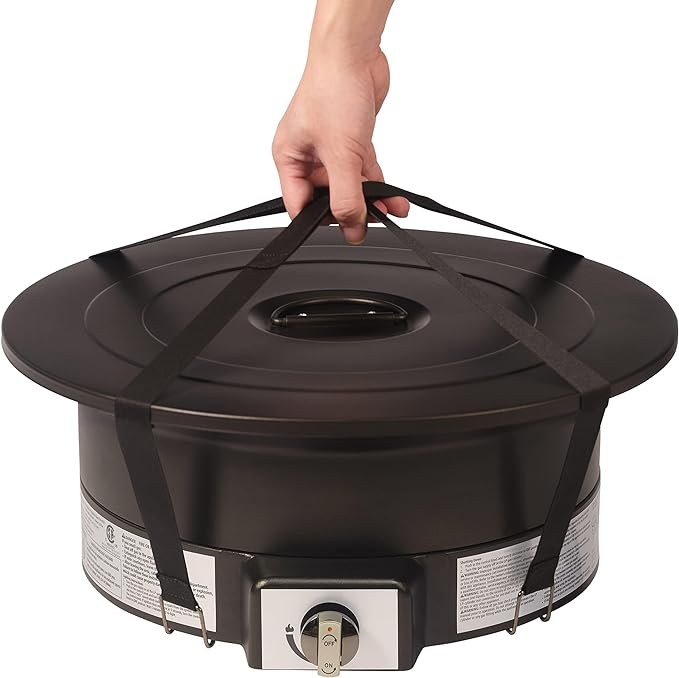 Amazon Basics Portable Propane Fire Pit, 19 inch Round Gas for Patio, 55,000 BTU Carry Strap-VerdiqueGarden