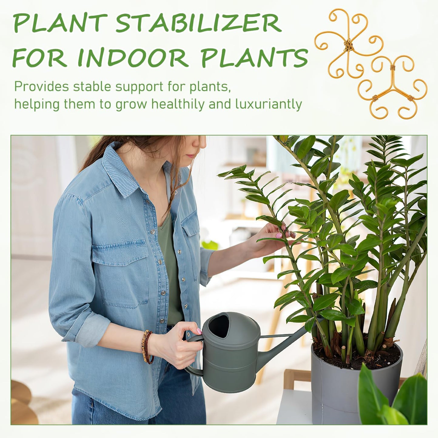 4-Pack Plant Stem Support, Plant Stabilizer for Indoor Plants, Monstera Plant Support System, Plant Stem Holder for Fixing Green Plants and Vines (B)-VerdiqueGarden