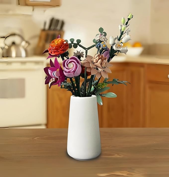 Simple Vase for Flowers Plants, Matte Vases for Modern Table Shelf Home Decor Wedding Boho Decor, 6" H Frosted Elegant Ceramic Vase for Pampas Grass Fluffy Stem Bouquet Lavender Flowers (White, 1)-VerdiqueGarden