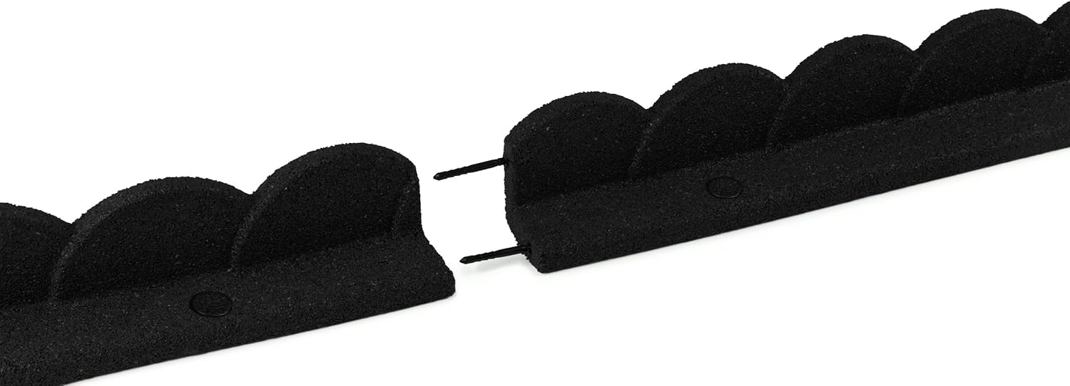 Playsafer L Shaped Flexible Rubber Scalloped Edger for Lawns Landscaping and Playground | Easy No Dig Installation| 4' Long (4, Black)-VerdiqueGarden