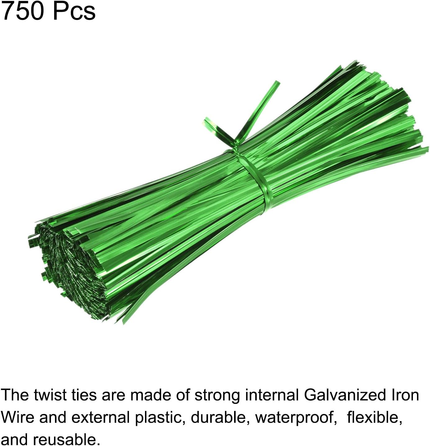MECCANIXITY Foil Twist Ties 6" 15cm Metallic Plastic Closure Tie for Tying Bread, Candy, Cookies, Gift Bags Arts Crafts Ties Green Pack of 750-VerdiqueGarden
