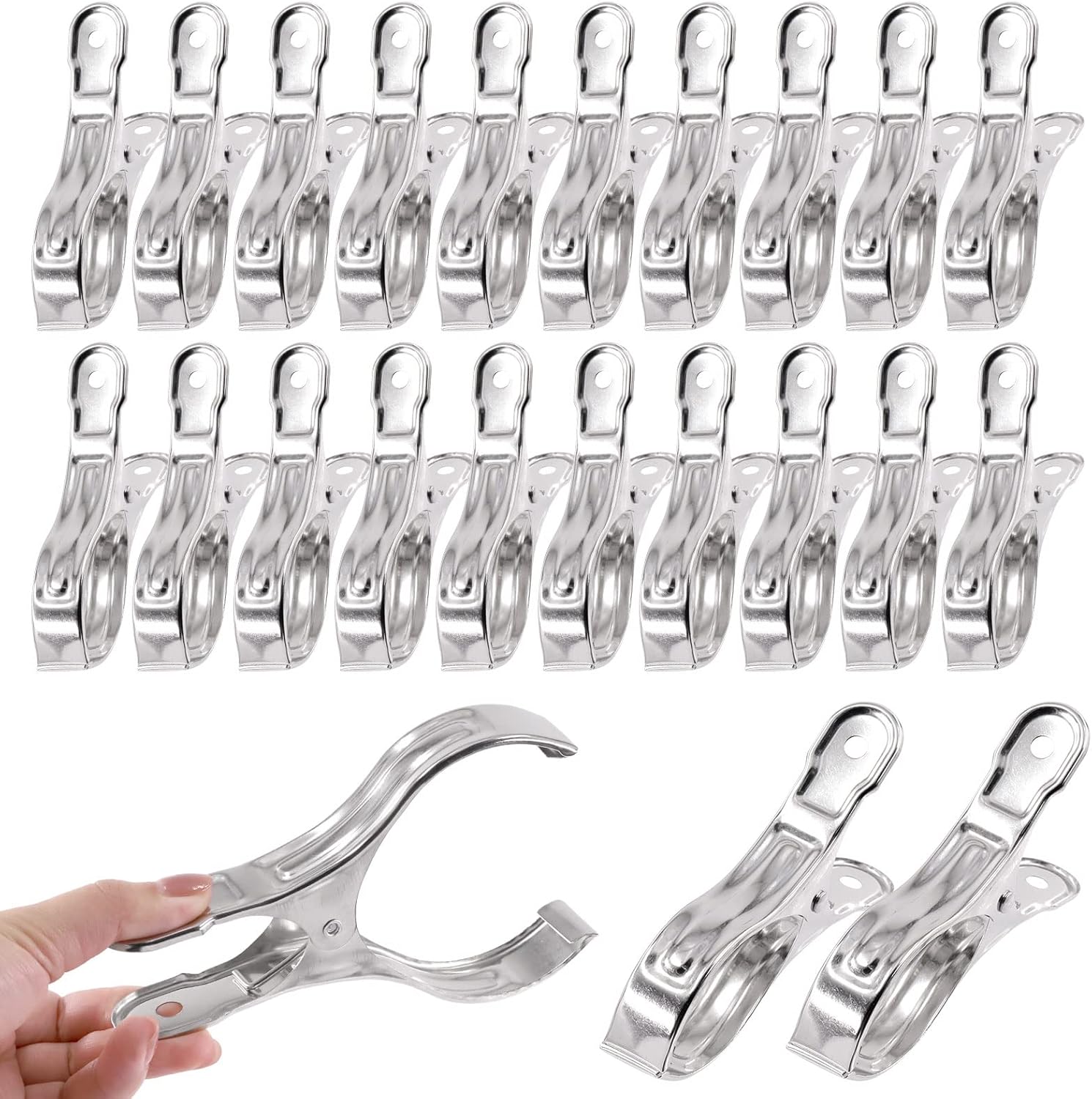 Tanstic 20Pcs 5.1 Inch Stainless Steel Greenhouse Clamps Garden Clips Greenhouse Clips Heavy Duty Garden Clips with Strong Grip and Large Open Mouth for Netting Holding-VerdiqueGarden