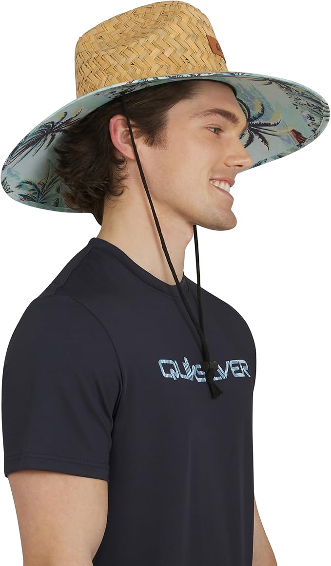 Quiksilver Men's Wide Brim Outdoor Lifeguard Straw Sun Hat-VerdiqueGarden