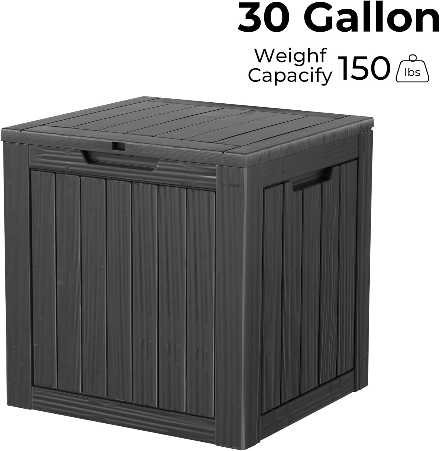 30 Gallon Double-Wall Resin Deck Box - Lockable Waterproof Outdoor Storage Box, 151lbs Capacity & Doubles as Seating for Patio Furniture - Garden Tools, Pool Accessories (Black)-VerdiqueGarden