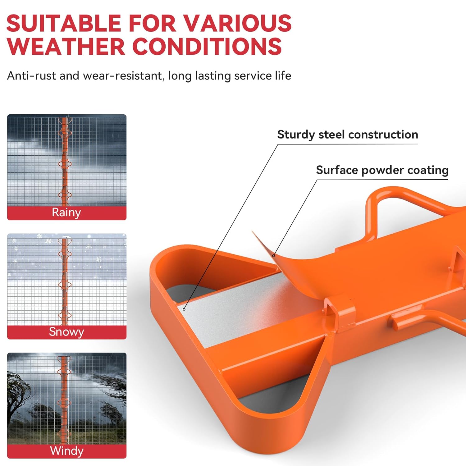 4ft Woven Wire Fence Stretcher Bar with 5 Wedges Heavy Duty Wire Stretcher Fence Tool for Farms, Ranches, Garden Barriers, Yard (Orange)-VerdiqueGarden